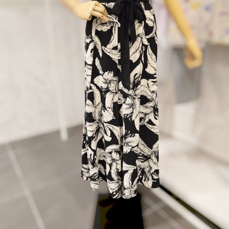 플라워 나염 큐롯 팬츠