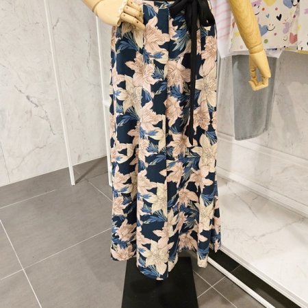 플라워 나염 큐롯 팬츠