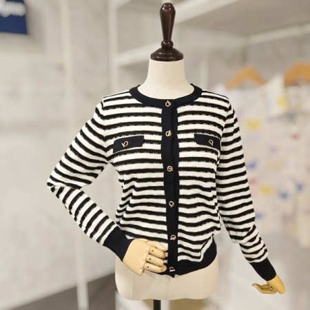 스트라이프 긴팔 가디건