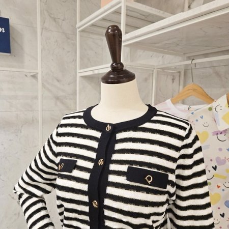 스트라이프 긴팔 가디건