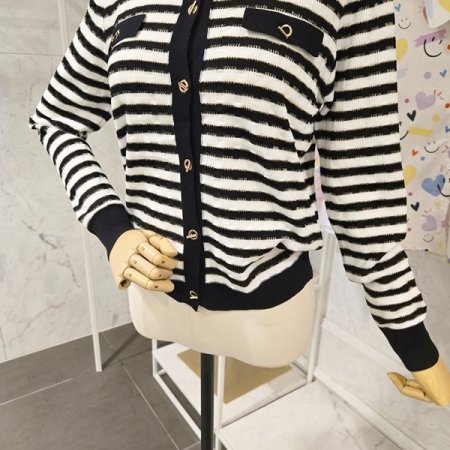 스트라이프 긴팔 가디건