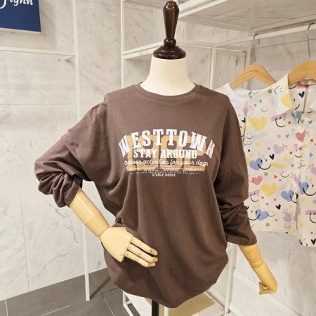 레터링 오버핏 긴팔 티셔츠