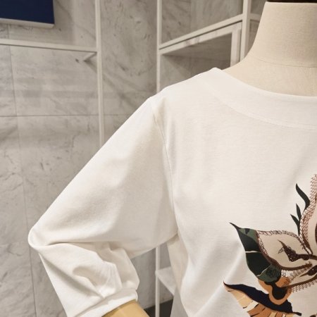 레터링 플라워 7부소매 티셔츠