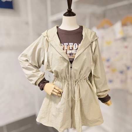 후드넥 스트링 집업 점퍼