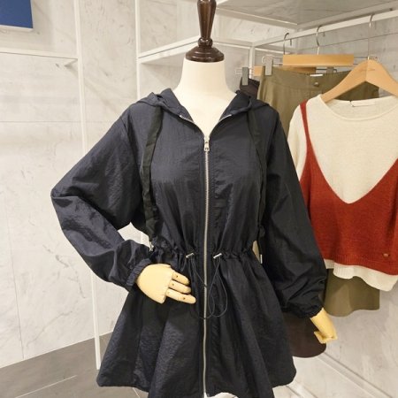 후드넥 스트링 집업 점퍼