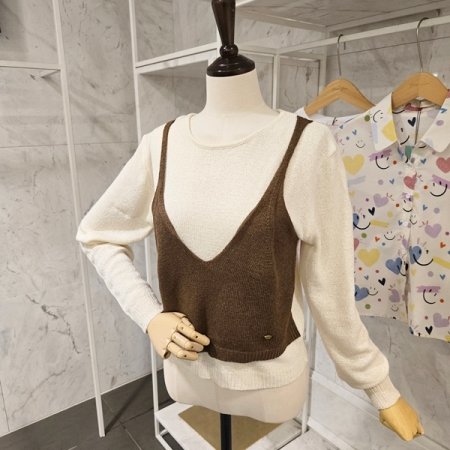 뷔스티에 배색 니트