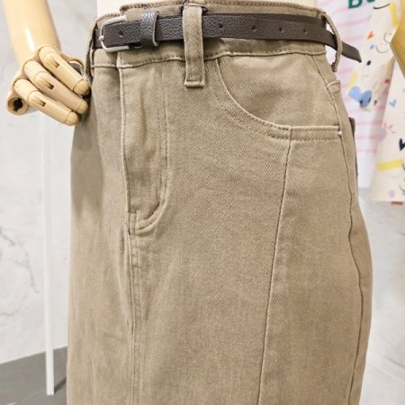 슬릿 벨트 스커트 세트