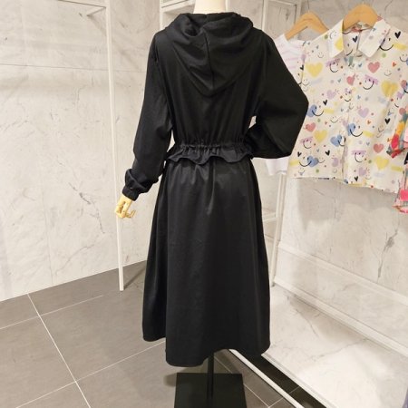 후드넥 스트링 롱 원피스