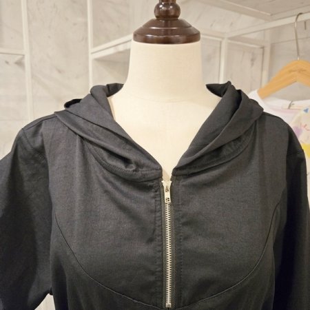 후드넥 스트링 롱 원피스