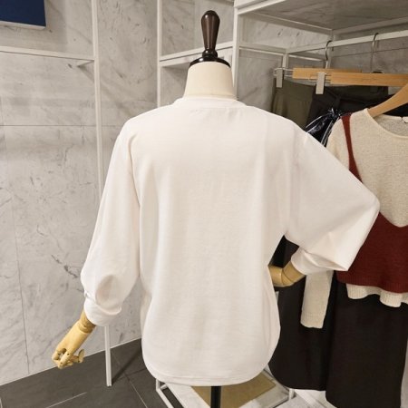 써클 레터링 7부소매 티셔츠