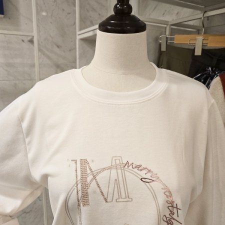 써클 레터링 7부소매 티셔츠