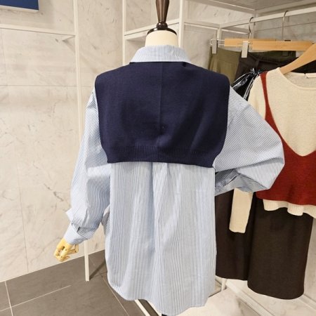 니트 숄 곰돌이 셔츠 세트