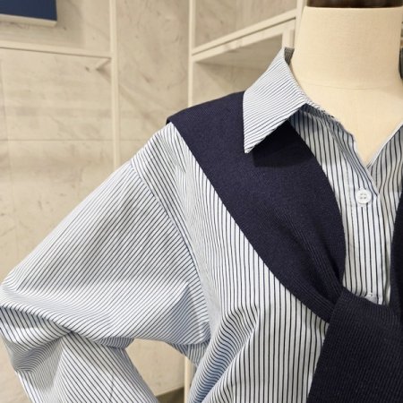 니트 숄 곰돌이 셔츠 세트