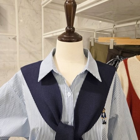 니트 숄 곰돌이 셔츠 세트