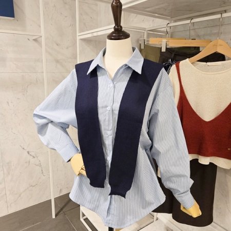 니트 숄 곰돌이 셔츠 세트