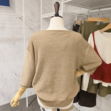 스팽글 브이넥 니트