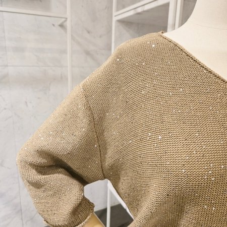 스팽글 브이넥 니트