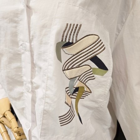 프린트 배색 포켓 셔츠