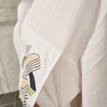 프린트 배색 포켓 셔츠