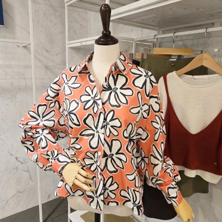 빅 플라워 카라 셔츠