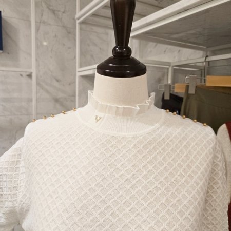 레이스 장식 와플 니트