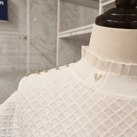 레이스 장식 와플 니트