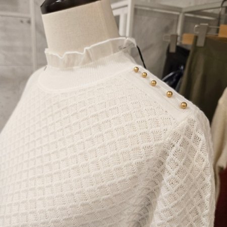 레이스 장식 와플 니트