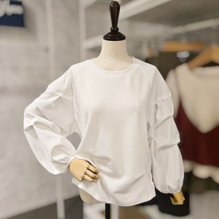 핀턱 소매 배색 맨투맨