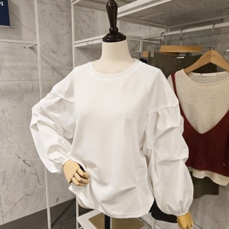 핀턱 소매 배색 맨투맨