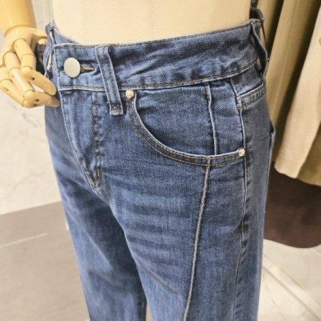 앞 절개 와이드 데님 팬츠