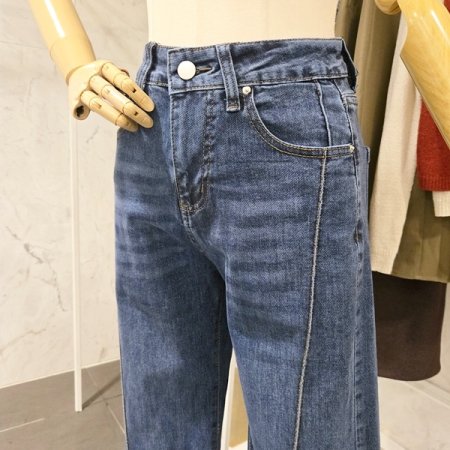 앞 절개 와이드 데님 팬츠