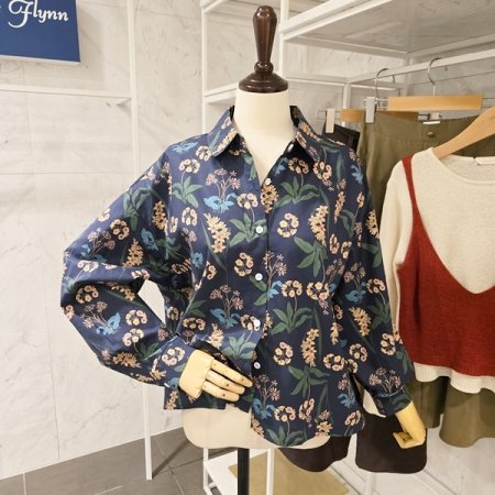 포인트 나염 카라 셔츠