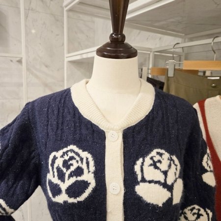 로즈 플라워 라운드가디건