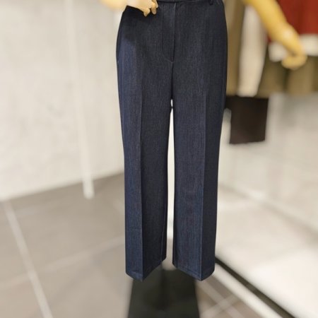 뒷 밴딩 청 와이드 슬랙스
