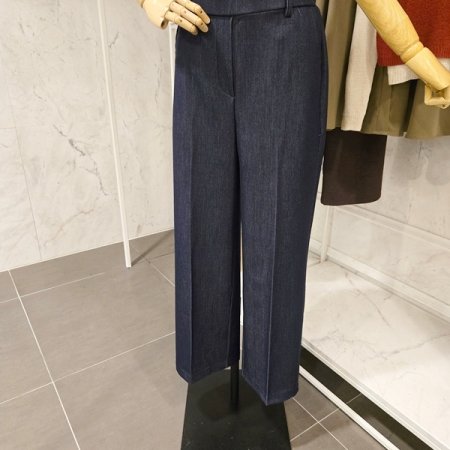 뒷 밴딩 청 와이드 슬랙스