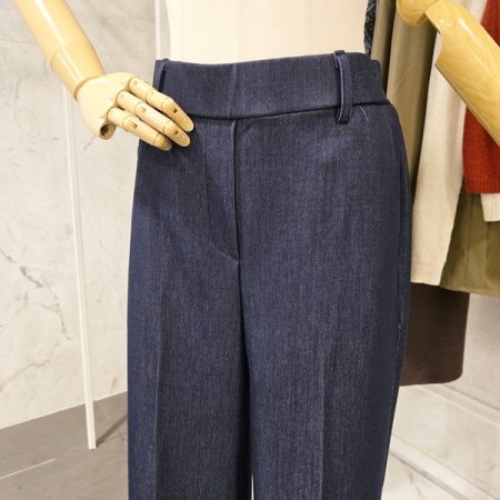 뒷 밴딩 청 와이드 슬랙스