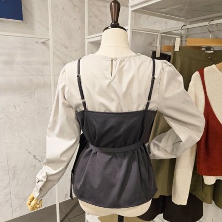 핀턱 뷔스티에 블라우스 세트