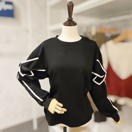 소매 매듭 맨투맨 티셔츠