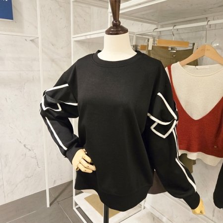 소매 매듭 맨투맨 티셔츠