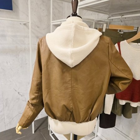 페이지플린 니트후드 버튼 레자 자켓