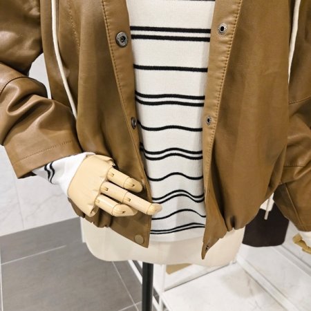 페이지플린 니트후드 버튼 레자 자켓