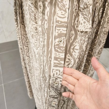 허리 끈 카라 패턴 원피스