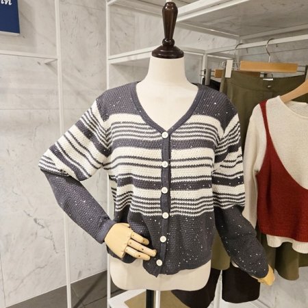 스팽글 브이넥 가디건