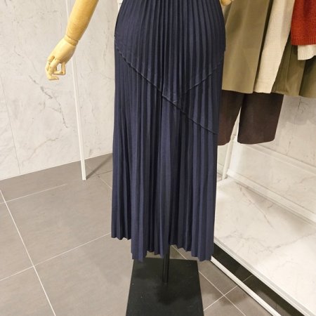 사선 밴딩 플리츠 스커트