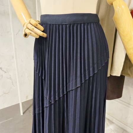 사선 밴딩 플리츠 스커트