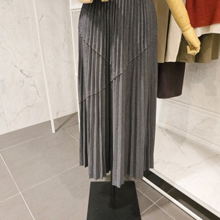 사선 밴딩 플리츠 스커트