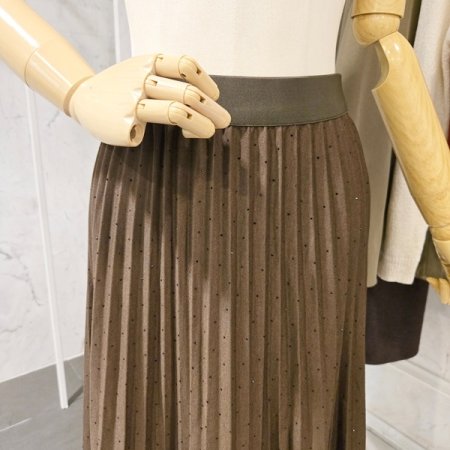 비쥬 장식 플리츠 스커트
