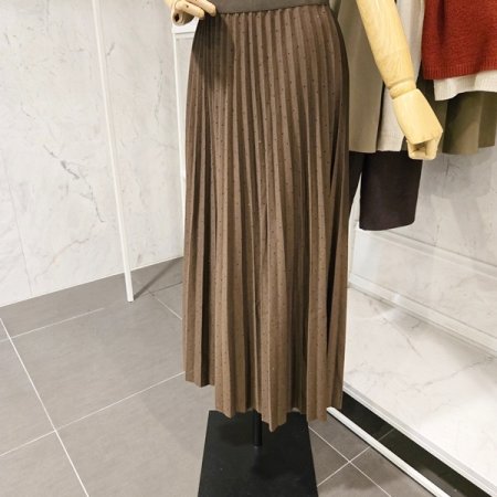 비쥬 장식 플리츠 스커트