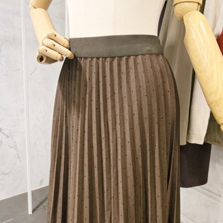 비쥬 장식 플리츠 스커트
