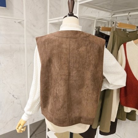 라운드 스웨이드 베스트